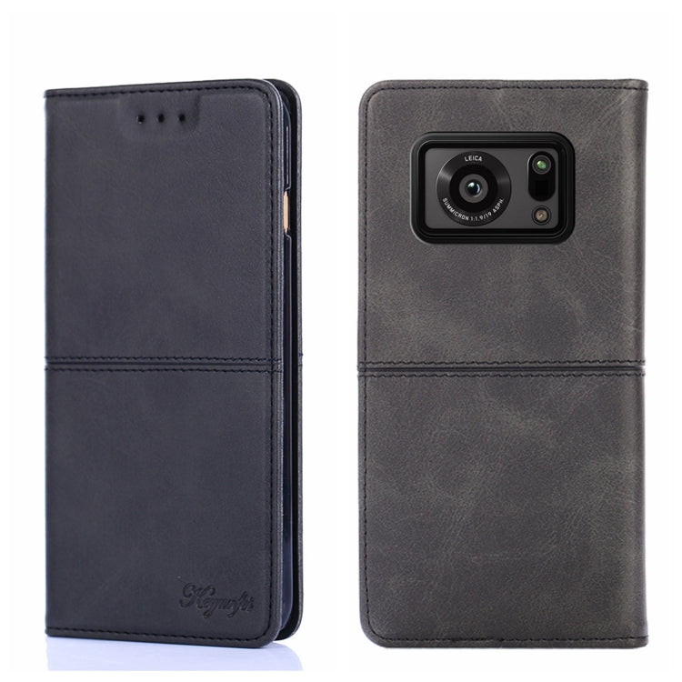 For Sharp Aquos R6 Cow Texture Magnetic Horizontal Flip Leather Phone Case