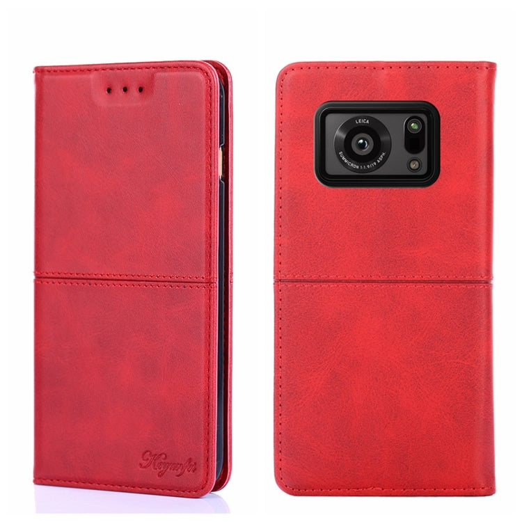 For Sharp Aquos R6 Cow Texture Magnetic Horizontal Flip Leather Phone Case