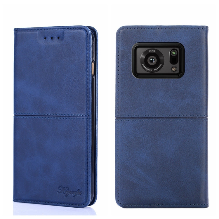 For Sharp Aquos R6 Cow Texture Magnetic Horizontal Flip Leather Phone Case