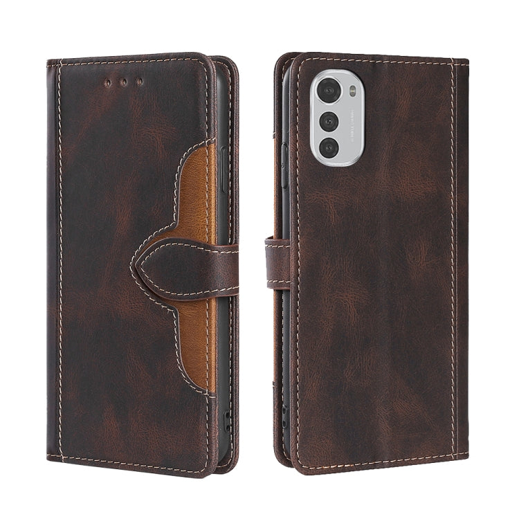 For Motorola Moto E32 4G Skin Feel Magnetic Buckle Leather Phone Case