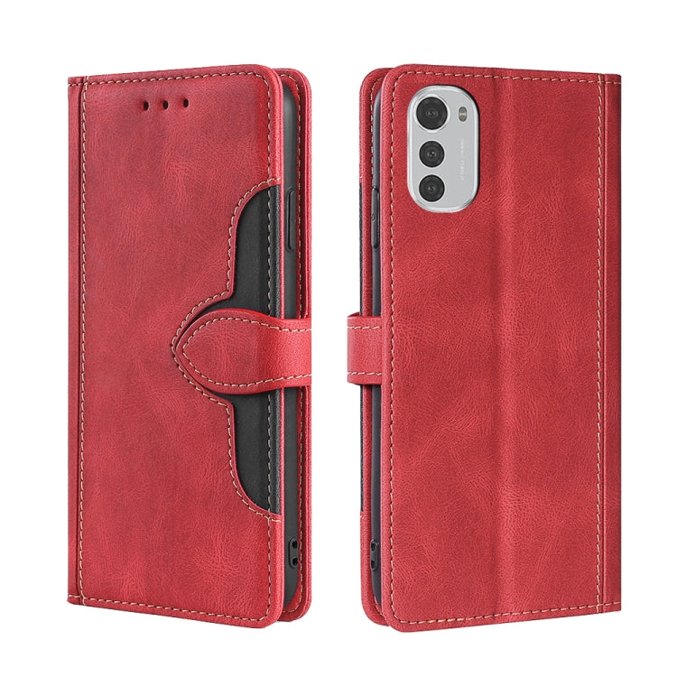 For Motorola Moto E32 4G Skin Feel Magnetic Buckle Leather Phone Case