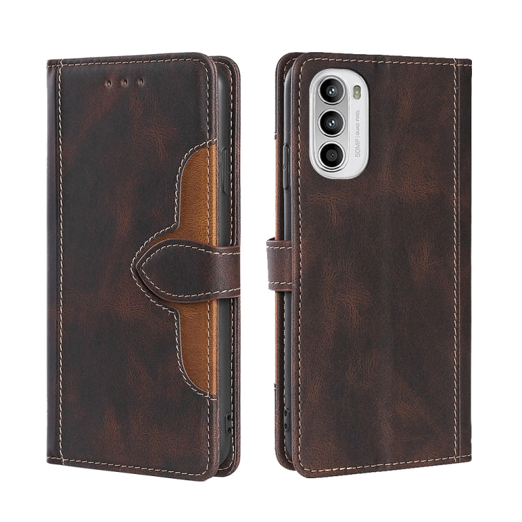For Motorola Moto G52 4G / G82 5G Skin Feel Magnetic Buckle Leather Phone Case