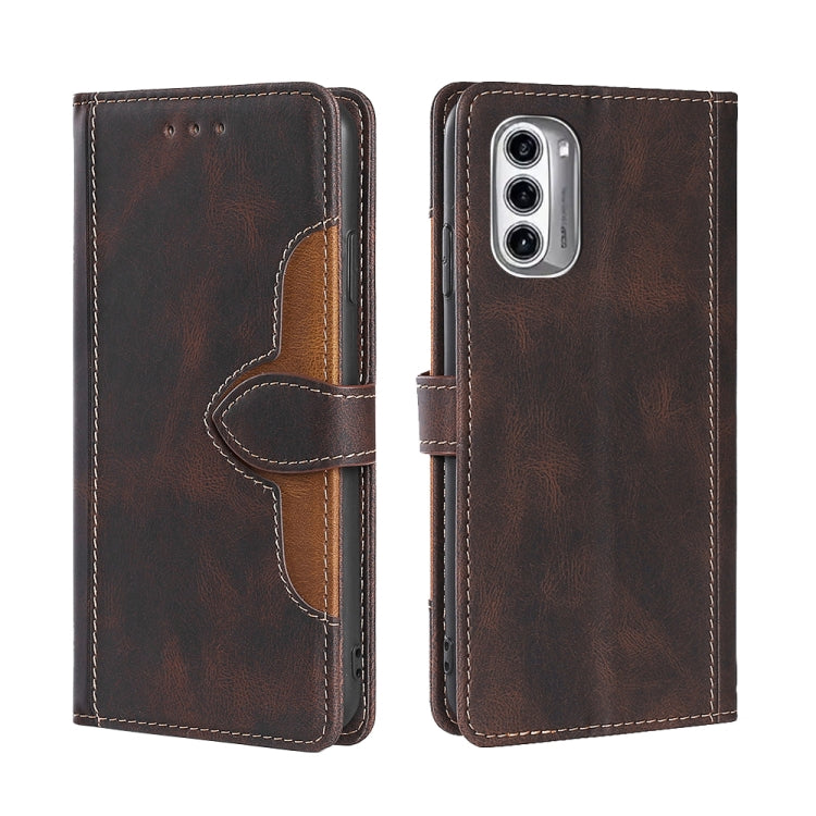 For Motorola Moto G52j 5G Skin Feel Magnetic Buckle Leather Phone Case