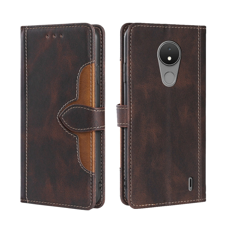 For Nokia C21 Skin Feel Magnetic Buckle Leather Phone Case