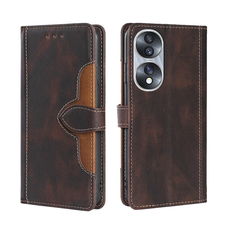 For Honor 70 Skin Feel Magnetic Buckle Leather Phone Case