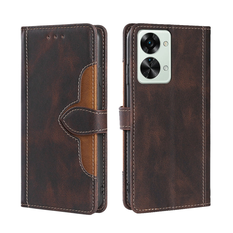 For OnePlus Nord 2T Skin Feel Magnetic Buckle Leather Phone Case