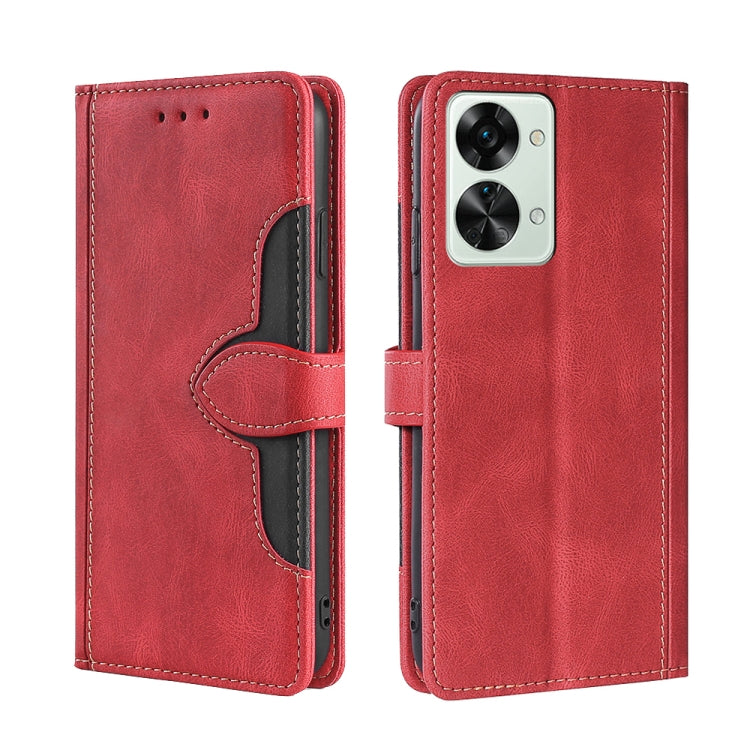 For OnePlus Nord 2T Skin Feel Magnetic Buckle Leather Phone Case