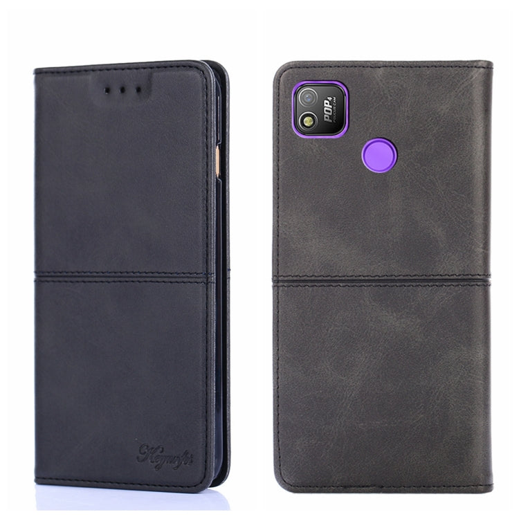 For Tecno Pop 4 Cow Texture Magnetic Horizontal Flip Leather Phone Case