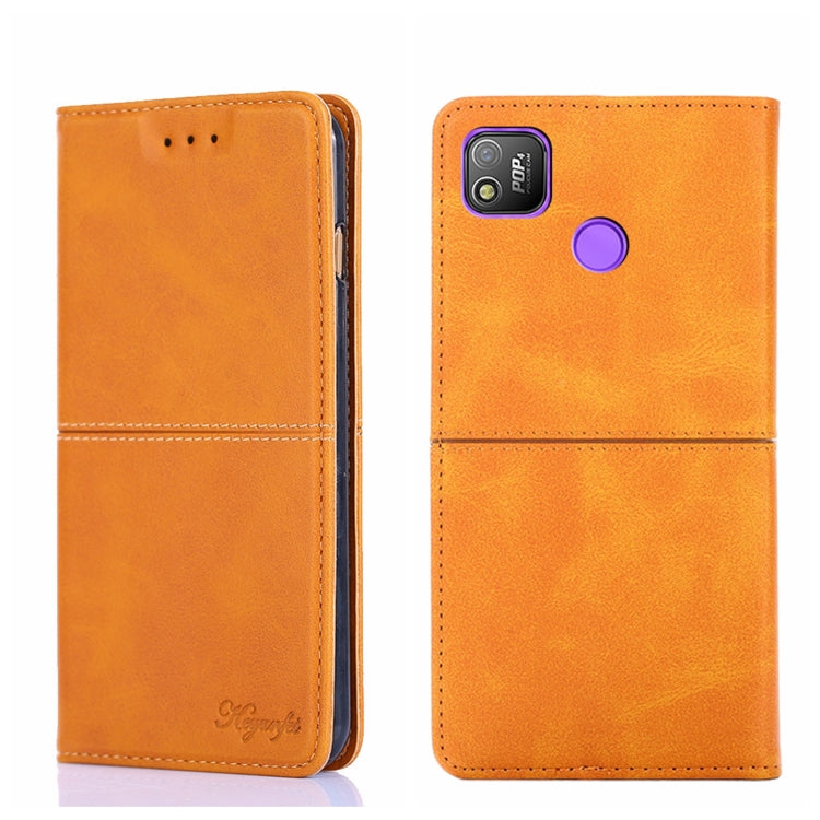 For Tecno Pop 4 Cow Texture Magnetic Horizontal Flip Leather Phone Case