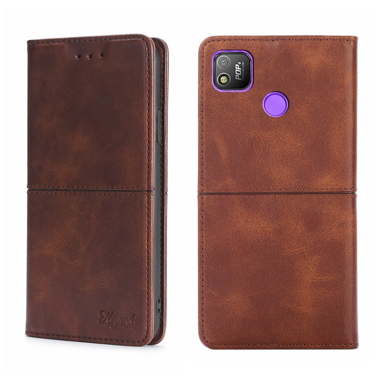 For Tecno Pop 4 Cow Texture Magnetic Horizontal Flip Leather Phone Case