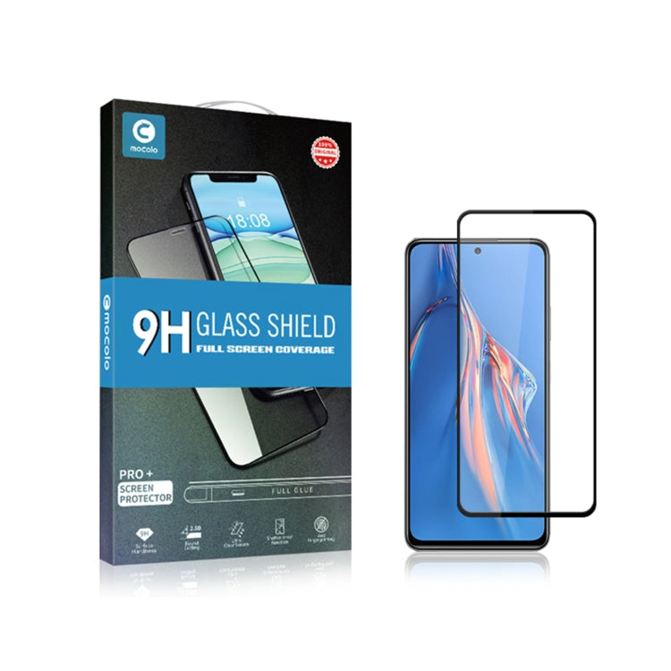mocolo 9H Full Glue Silk Print Tempered Glass Film For Xiaomi Redmi Note 11E Pro (Black)