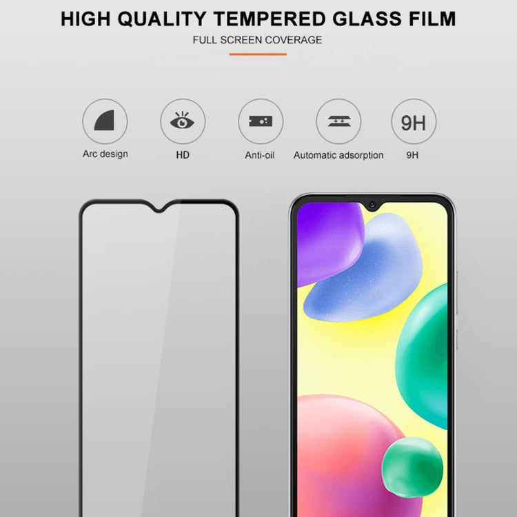 mocolo 9H Full Glue Silk Print Tempered Glass Film For Xiaomi Redmi 10A (Black)