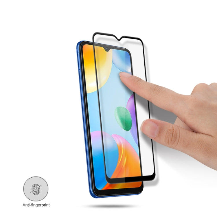 mocolo 9H Full Glue Silk Print Tempered Glass Film For Xiaomi Redmi 10C (Black)