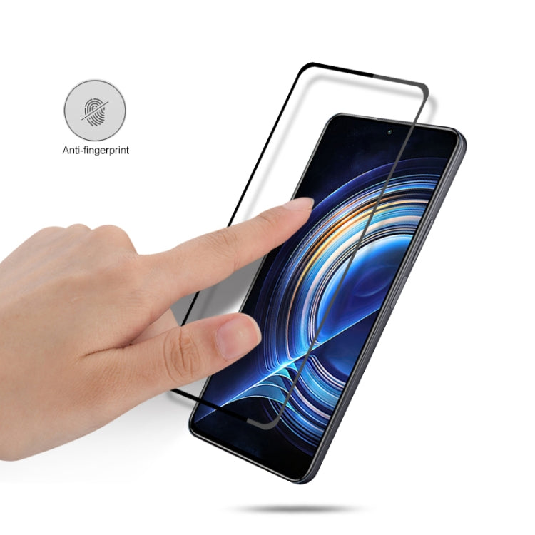 mocolo 9H Full Glue Silk Print Tempered Glass Film For Xiaomi Redmi K50 (Black)