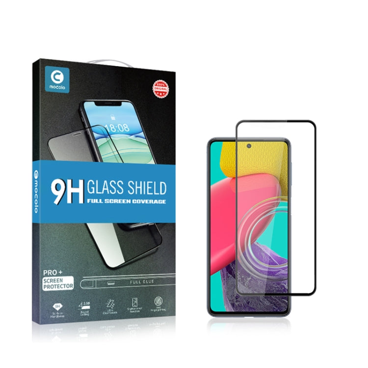 mocolo 9H Full Glue Silk Print Tempered Glass Film For Samsung Galaxy M53 (Black)