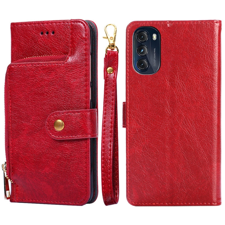 For Motorola Moto G 5G 2022 Zipper Bag PU + TPU Horizontal Flip Leather Case