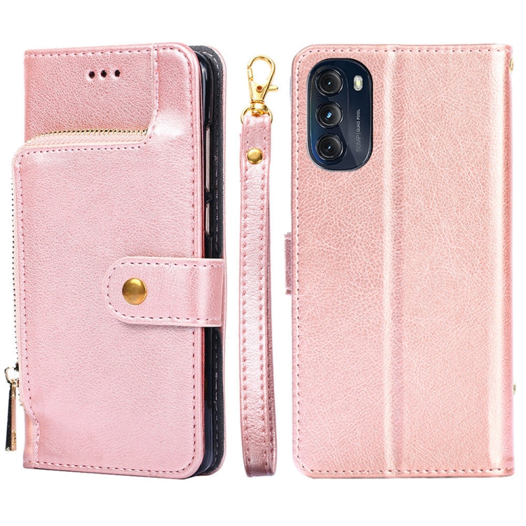 For Motorola Moto G 5G 2022 Zipper Bag PU + TPU Horizontal Flip Leather Case