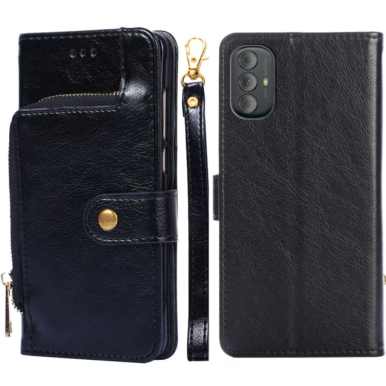 For Motorola Moto G Power 2022 Zipper Bag PU + TPU Horizontal Flip Leather Case