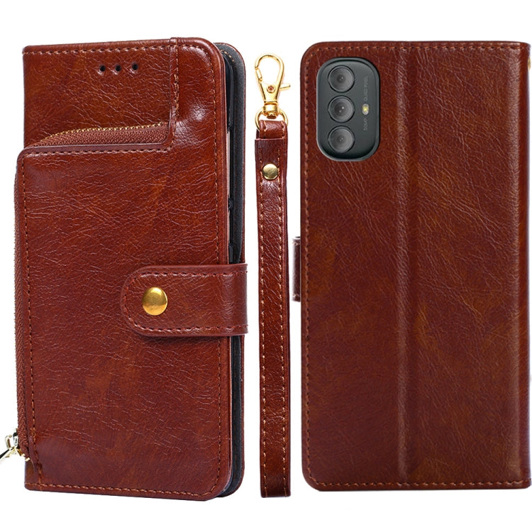 For Motorola Moto G Power 2022 Zipper Bag PU + TPU Horizontal Flip Leather Case