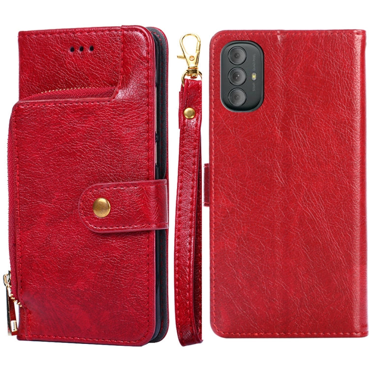 For Motorola Moto G Power 2022 Zipper Bag PU + TPU Horizontal Flip Leather Case