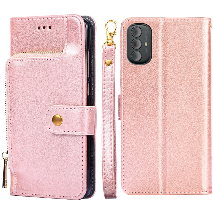 For Motorola Moto G Power 2022 Zipper Bag PU + TPU Horizontal Flip Leather Case