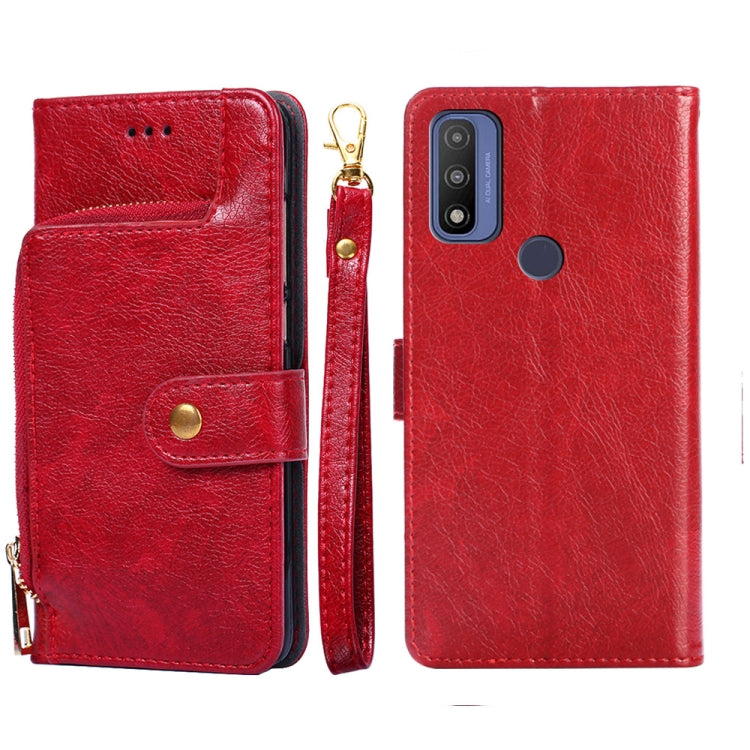 For Motorola G Pure Zipper Bag PU + TPU Horizontal Flip Leather Case