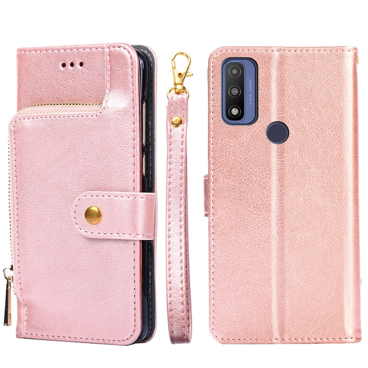 For Motorola G Pure Zipper Bag PU + TPU Horizontal Flip Leather Case