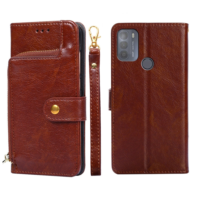 For Motorola Moto G50 Zipper Bag PU + TPU Horizontal Flip Leather Case