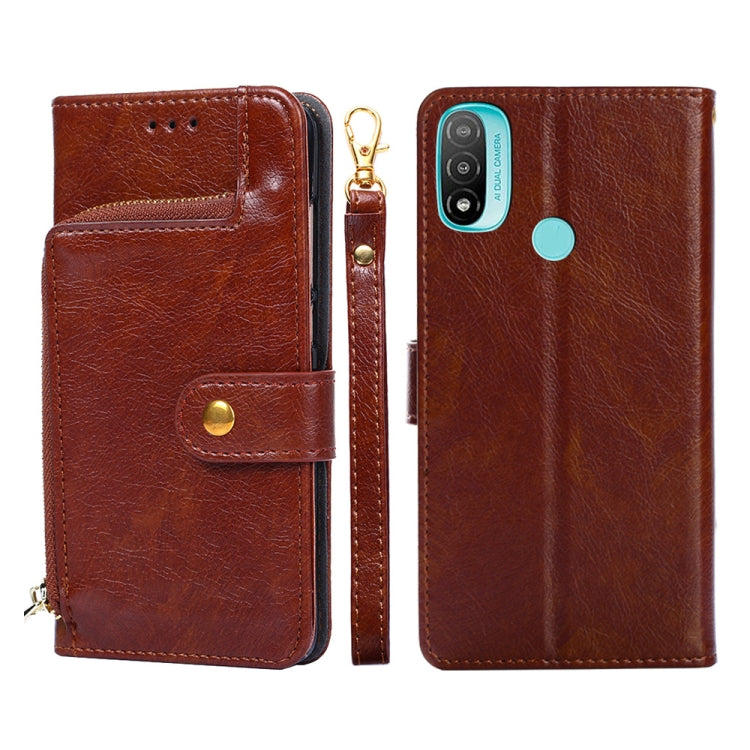 For Motorola Moto E20 Zipper Bag PU + TPU Horizontal Flip Leather Case