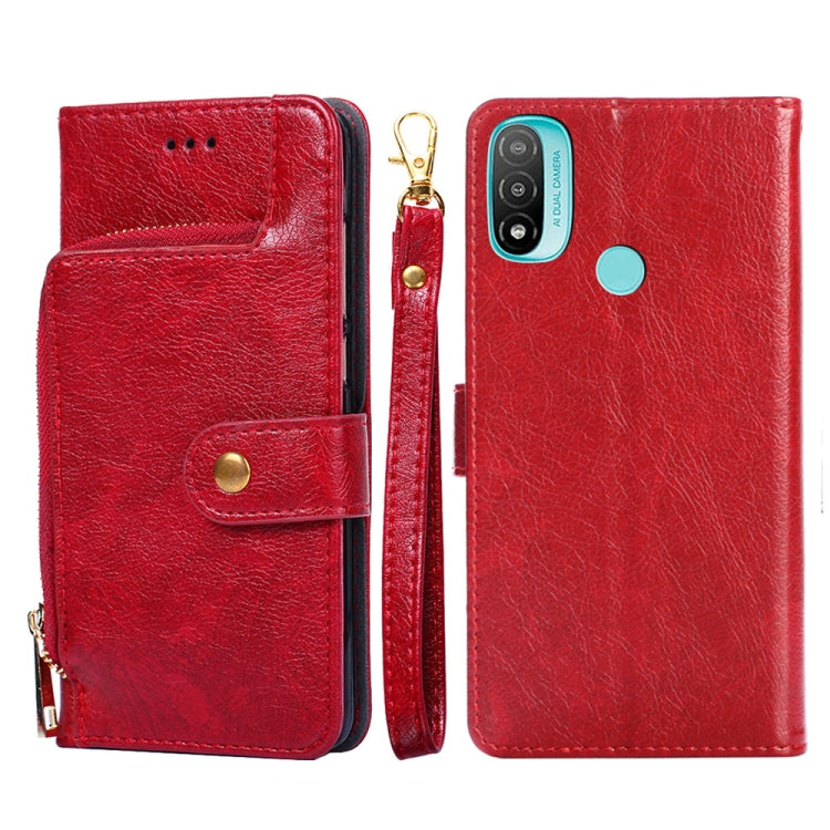 For Motorola Moto E20 Zipper Bag PU + TPU Horizontal Flip Leather Case