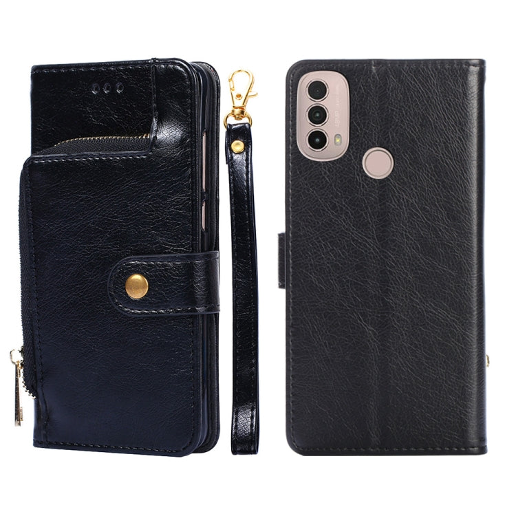 For Motorola Moto E40 Zipper Bag PU + TPU Horizontal Flip Leather Case