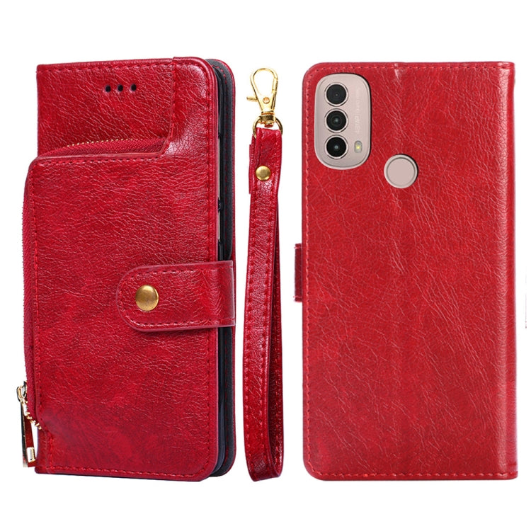 For Motorola Moto E40 Zipper Bag PU + TPU Horizontal Flip Leather Case