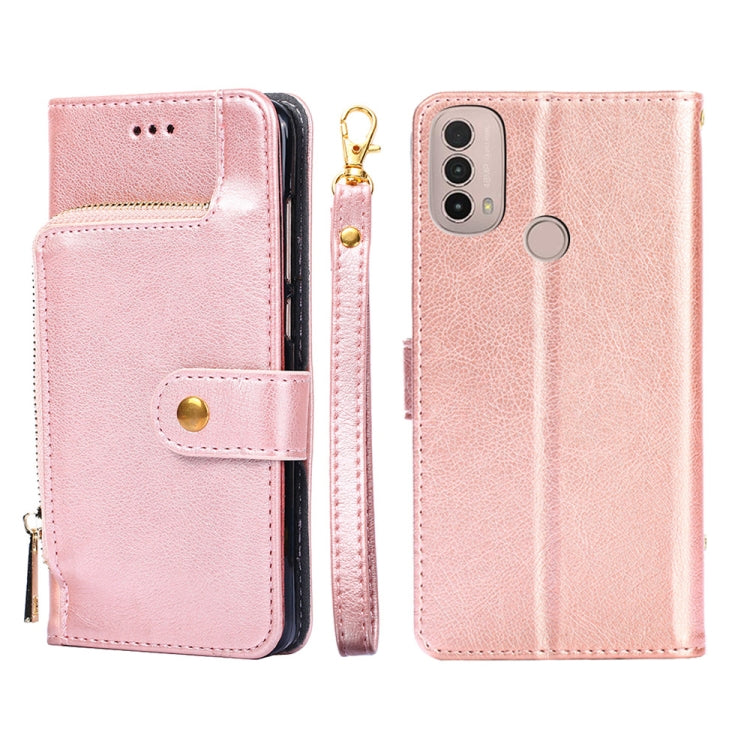 For Motorola Moto E40 Zipper Bag PU + TPU Horizontal Flip Leather Case