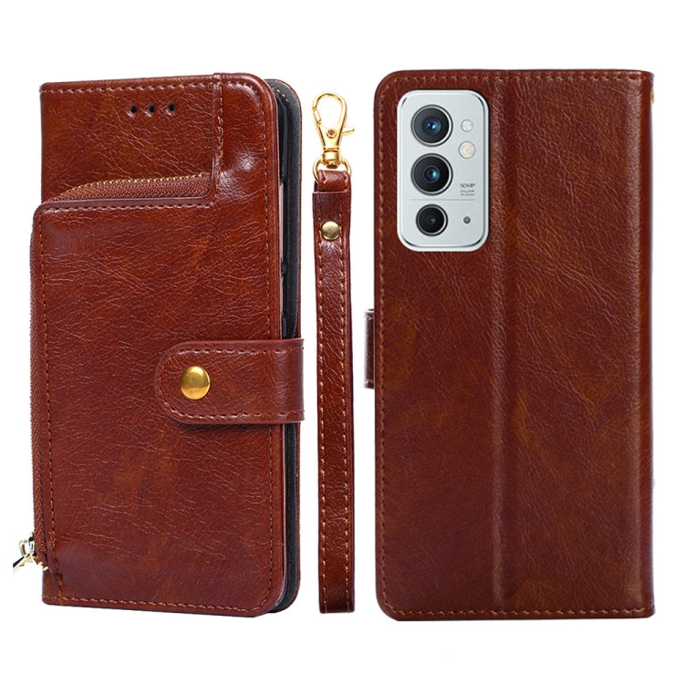 For OnePlus 9RT 5G Zipper Bag PU + TPU Horizontal Flip Leather Case