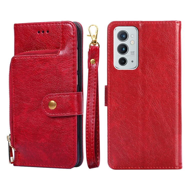 For OnePlus 9RT 5G Zipper Bag PU + TPU Horizontal Flip Leather Case