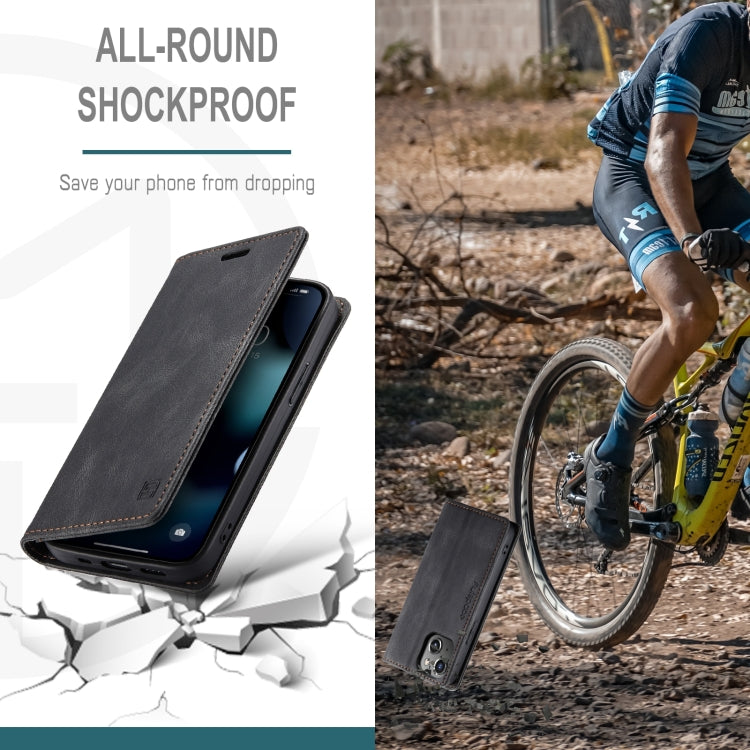 For iPhone 14 AutSpace A01 Retro Skin-feel Crazy Horse Leather Phone Case