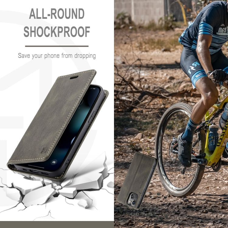 For iPhone 14 Plus AutSpace A01 Retro Skin-feel Crazy Horse Leather Phone Case