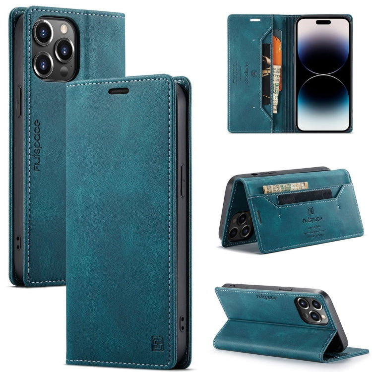 For iPhone 14 Pro AutSpace A01 Retro Skin-feel Crazy Horse Leather Phone Case