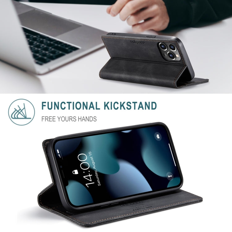 For iPhone 14 Pro Max AutSpace A01 Retro Skin-feel Crazy Horse Leather Phone Case