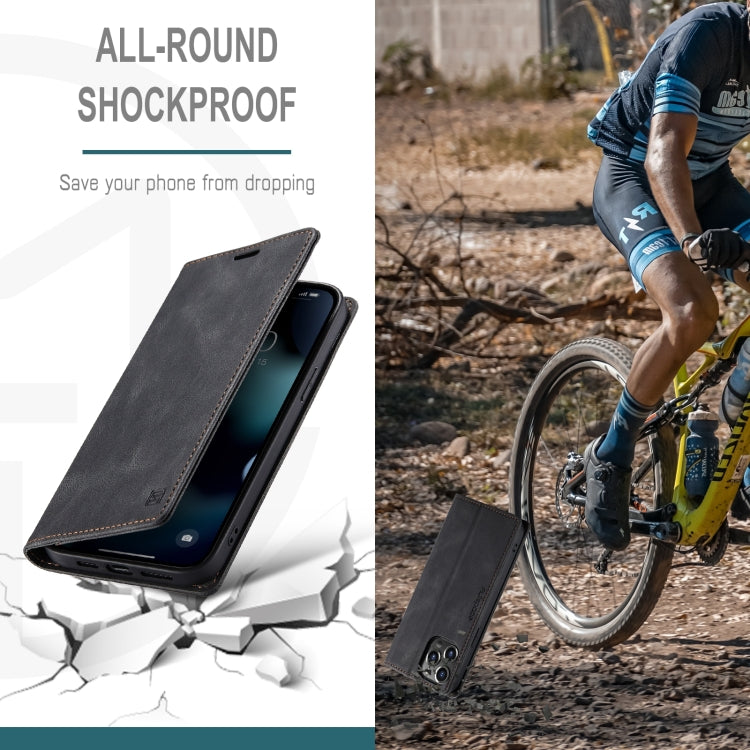 For iPhone 14 Pro Max AutSpace A01 Retro Skin-feel Crazy Horse Leather Phone Case