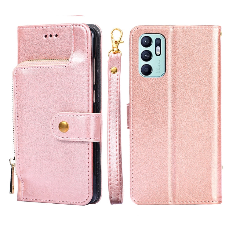 For OPPO Reno6 4G Zipper Bag PU + TPU Horizontal Flip Leather Phone Case