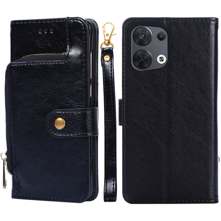 For OPPO Reno8 5G Zipper Bag PU + TPU Horizontal Flip Leather Phone Case