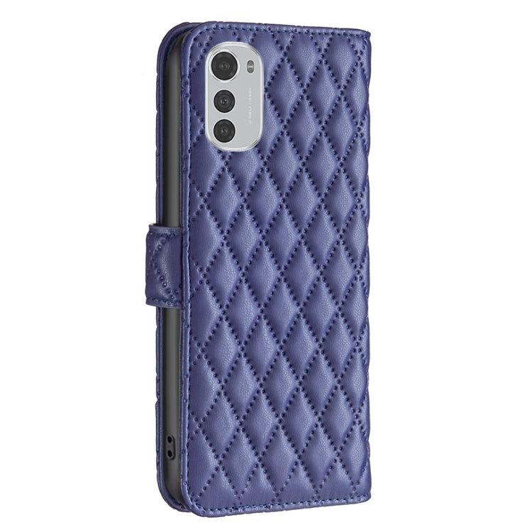 For Motorola Moto E32 4G Diamond Lattice Wallet Leather Flip Phone Case