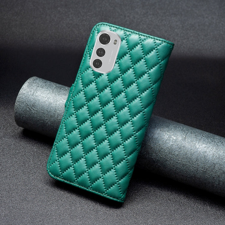 For Motorola Moto E32 4G Diamond Lattice Wallet Leather Flip Phone Case