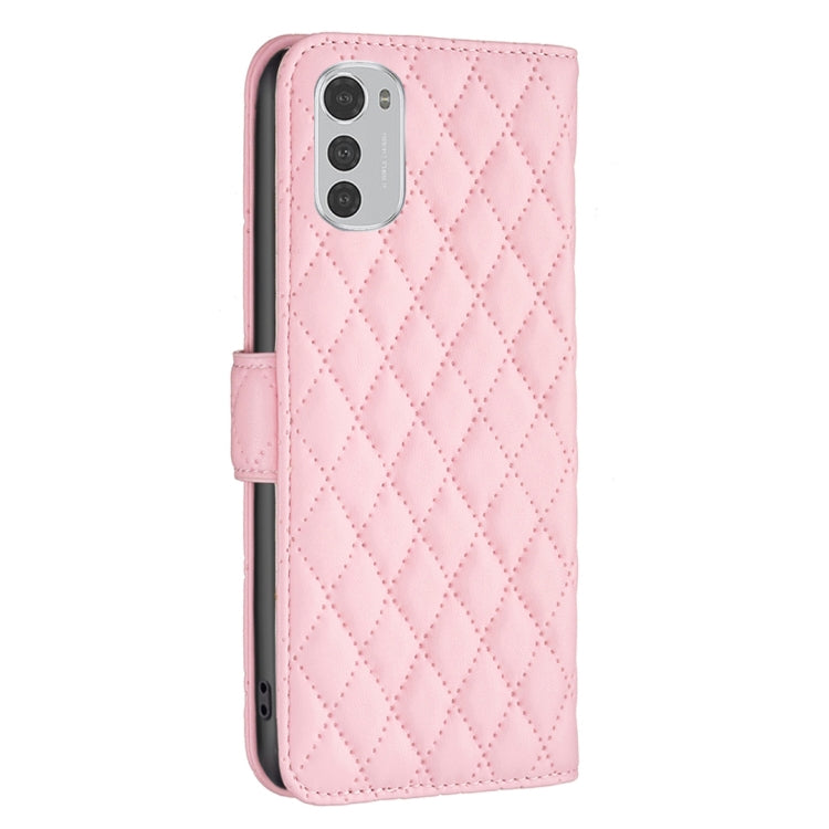 For Motorola Moto E32 4G Diamond Lattice Wallet Leather Flip Phone Case