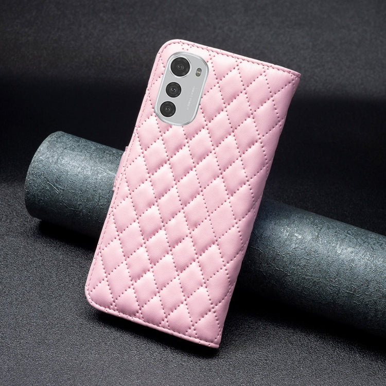 For Motorola Moto E32 4G Diamond Lattice Wallet Leather Flip Phone Case