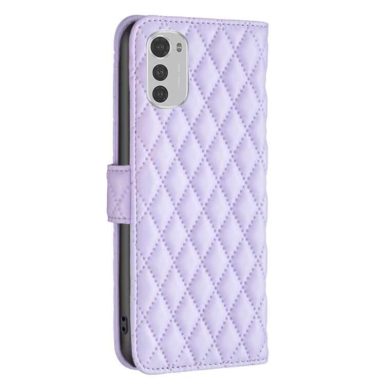 For Motorola Moto E32 4G Diamond Lattice Wallet Leather Flip Phone Case