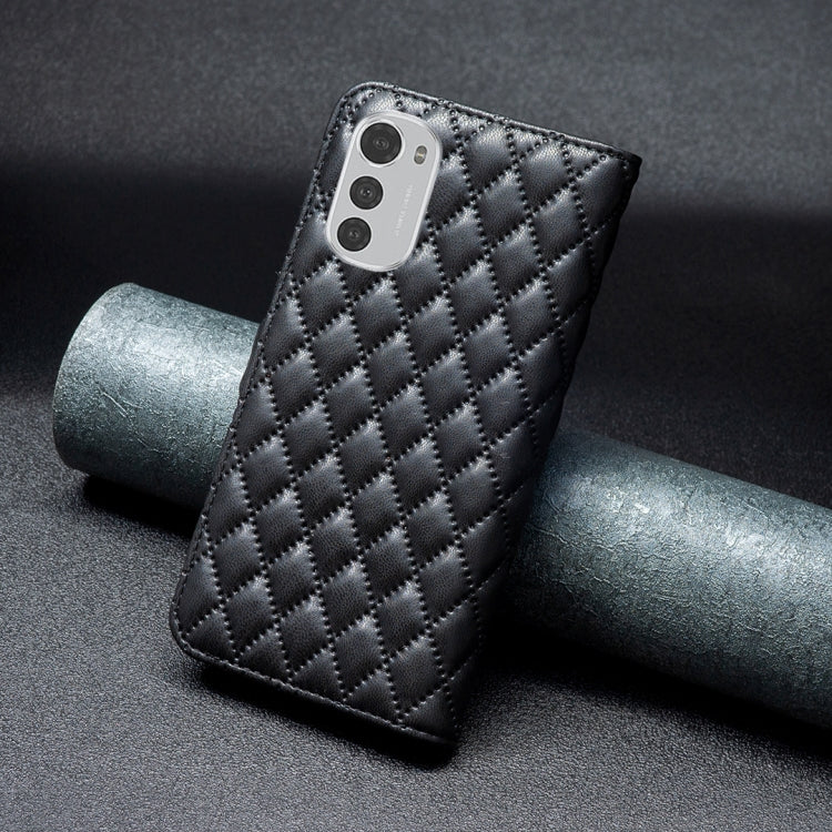 For Motorola Moto E32 4G Diamond Lattice Wallet Leather Flip Phone Case