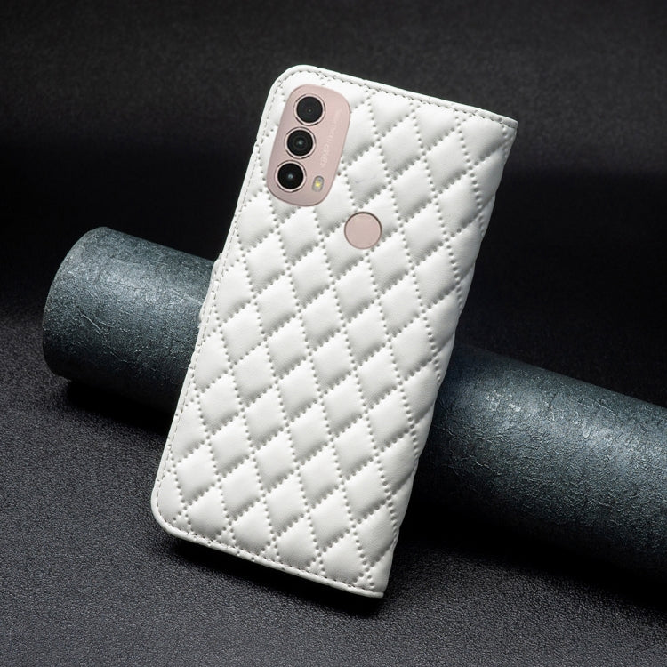 For Motorola Moto E40 / E30 Diamond Lattice Wallet Leather Flip Phone Case