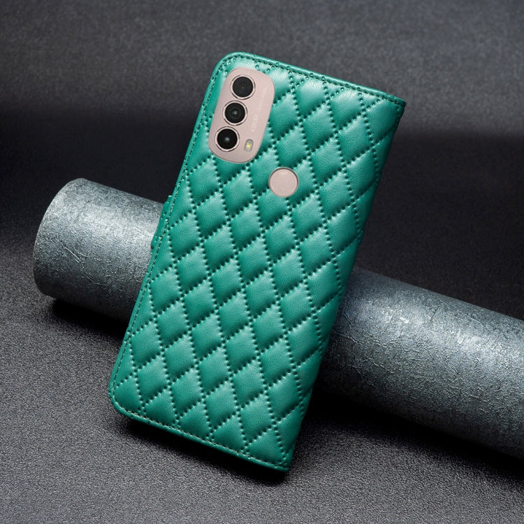For Motorola Moto E40 / E30 Diamond Lattice Wallet Leather Flip Phone Case